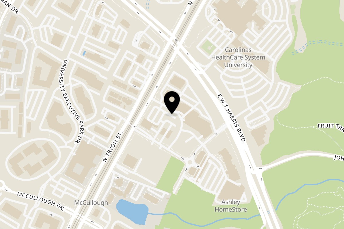 Map showing the location of Picasso's Sports Café on 230 E W.T. Harris Blvd in Charlotte